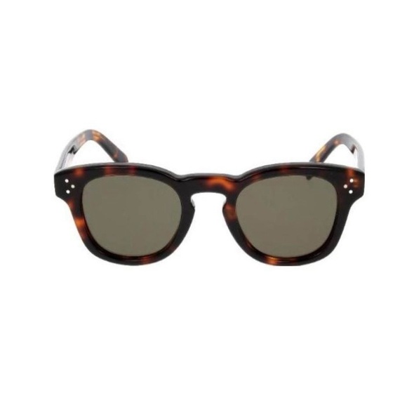 Celine Accessories - Celine Tortoiseshell Round Sunglasses with Dark Green Lenses